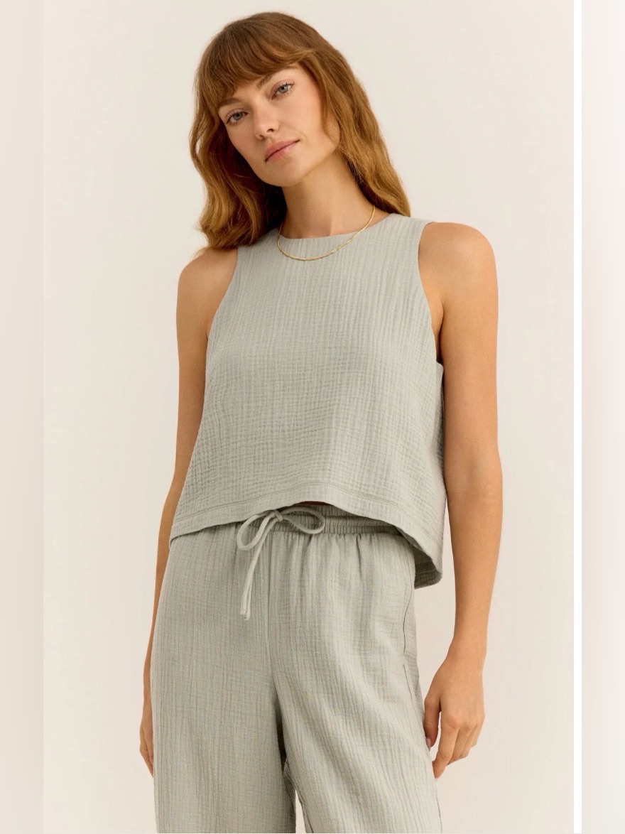 Z Supply Beau Gauze Sleeveless Top - Sage Green